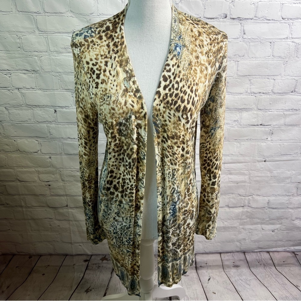 Chico’s Animal Print Open Front Cardigan Small